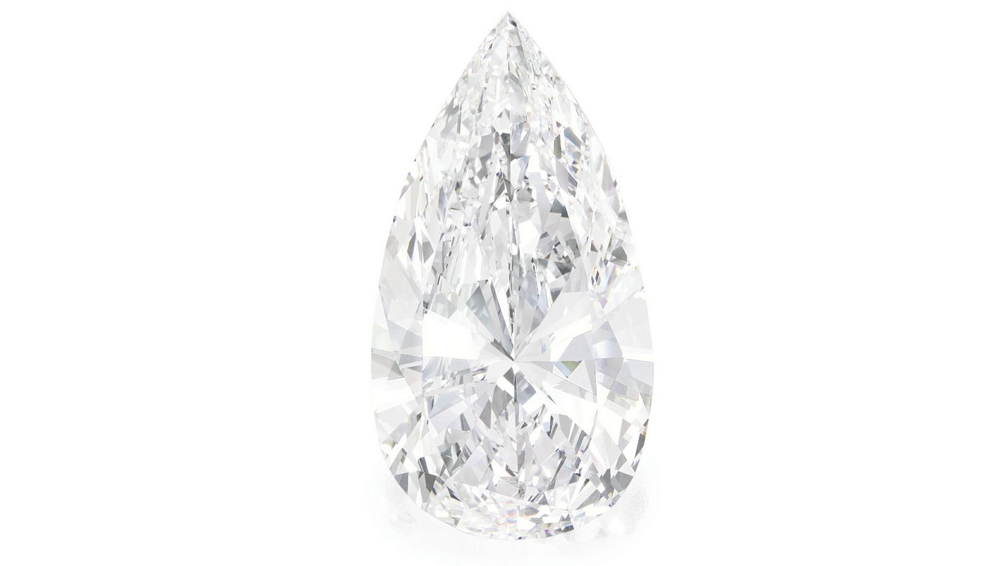 Il diamante a pera da 75 carati, valutati circa 12 milini di dollari (ma comprato a 4 milioni)