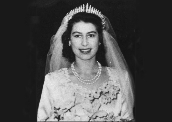 La regina Elisabetta il giorno del suo matrimonio