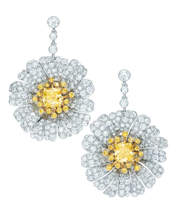 Orecchini di diamanti bianchi e fancy by Tiffany