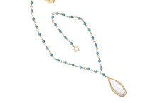 YvoneChrista GPC3771 Turquoise Light Blue AL twist necklace with lemunia euro 262