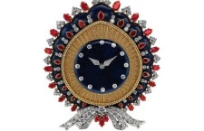 Bulgari table clock from 1969 with gold and platinum lapis lazuli rubies and diamonds i
