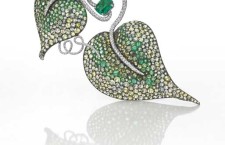 An important emerald diamond and gem set leaf brooch by JAR