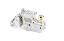 Charm in argento con particolari placcati oro 18K e zirconi bianchi