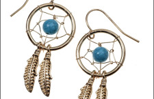 CLAIRES Gold Blue Stone Dream Catcher Earrings 6