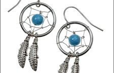 CLAIRES Silver Blue Stone Dream Catcher Earrings 6