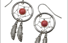 CLAIRES Silver Pink Stone Dream Catcher Earrings 6