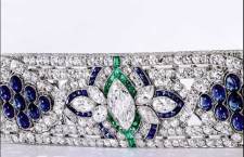 Bracciale Oscar Heyman & Brothers con diamanti taglio marquise e tondo e zaffiri caboschon. Stima: 80 - 120 mila euro