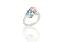 anello con diamanti rosa e blu