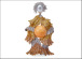 Gianmaria Buccellati 2003, spilla Gran Dama, con perla centrale Melo-Melo color arancio, vestito in oro giallo, verde, rosso, bianco e rosa inciso e incassato con brillanti fancy