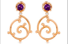 Fabergé Rococo, orecchini in oro rosa e ametista.
