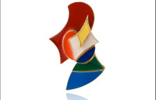Giacomo Balla, spilla in foglia d’oro e smalto Elica
