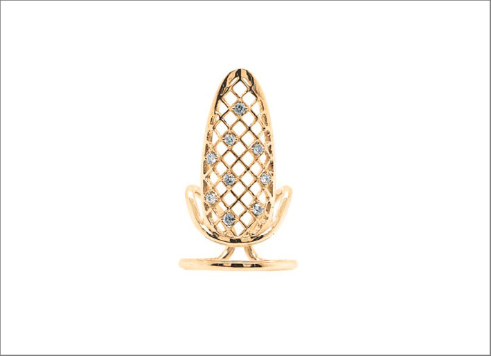 Anello per unghia in oro 14 carati e diamanti
