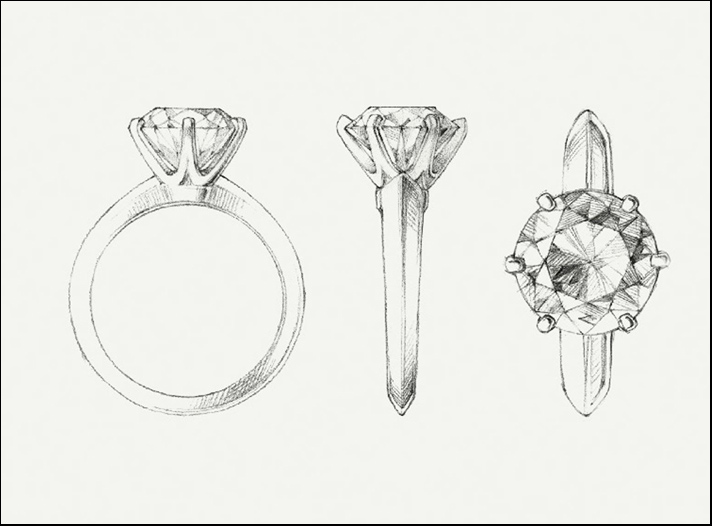 Disegno montatura Tiffany anello con diamante