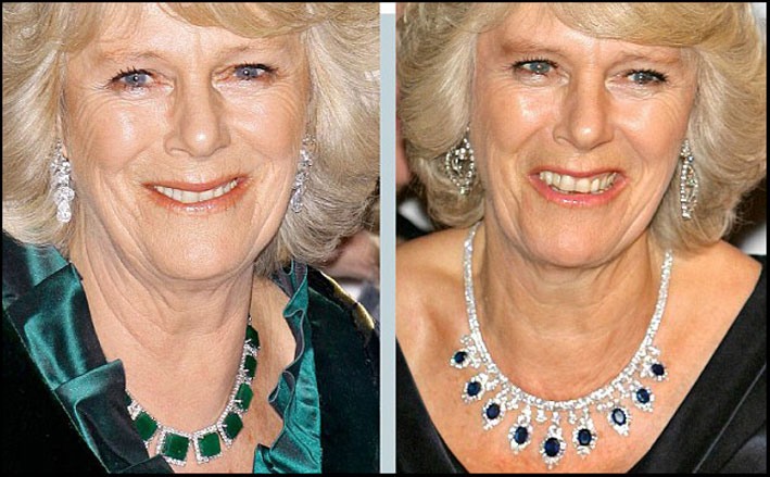 Due collane di diamanti, con zaffiri e smeraldi 