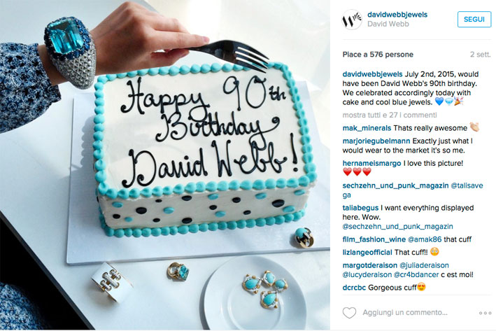 David Webb festeggiato su Instagram