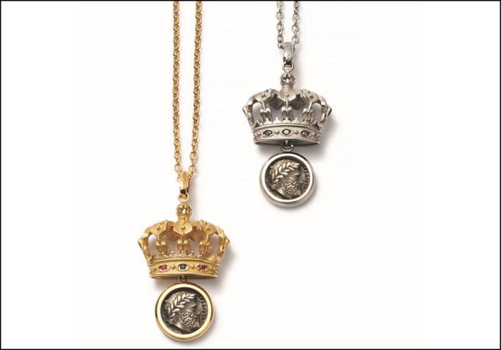 Dolce & Gabbana, pendenti in oro giallo e bianco della collezione King 