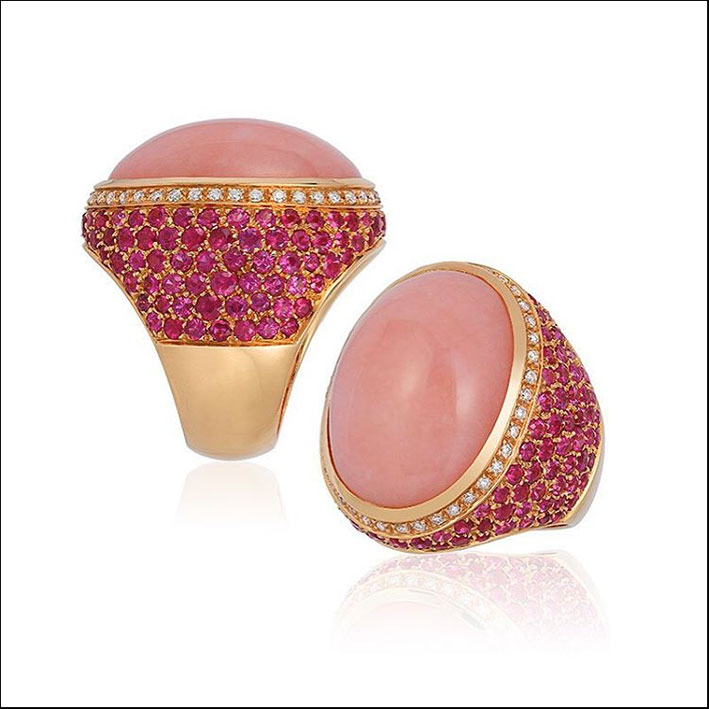Andreoli, anello con opale rosa