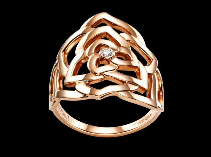 Piaget, anello della collezione Rose, in oro rosa