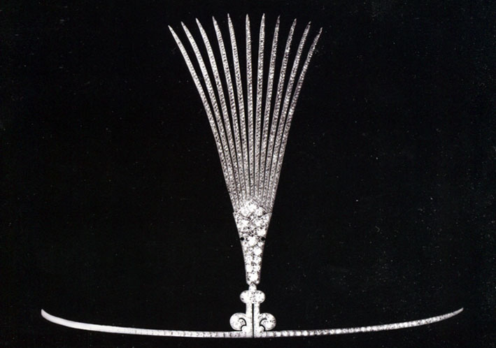 Spilla per copricapo in oro e diamanti di Cartier