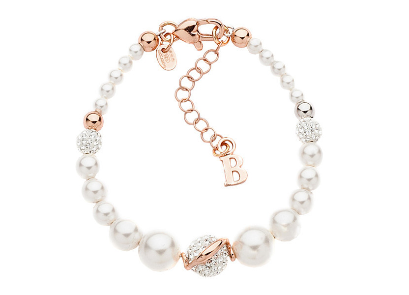 Boccadamo Collana In Argento Rodiato Con Filo Di Perle Bianche E Sfera Centrale Satinata, Lunghezza 41-47 Cm
