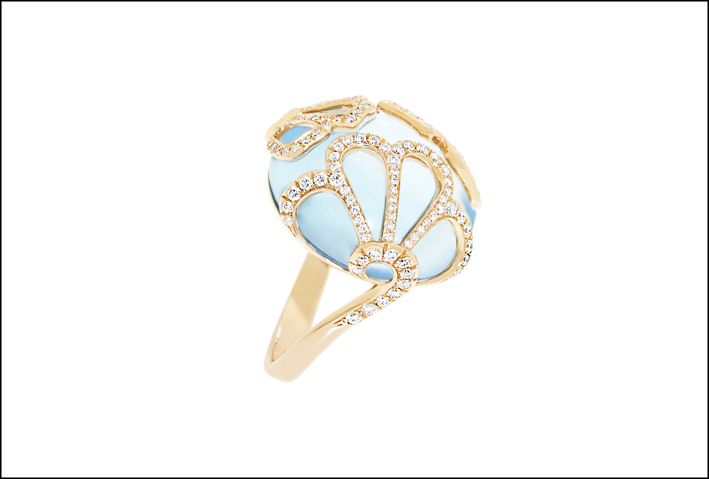 Collezione Anemone: anello in oro, diamanti, zaffiro