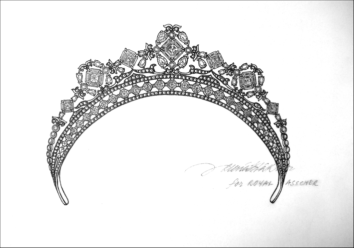 Il disegno della tiara progettata per Asscher (dal sito di Reena Ahluwalia)