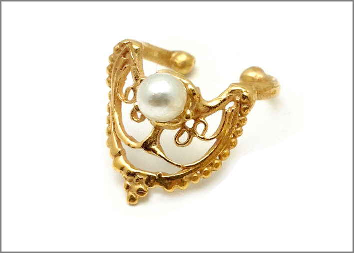 Anello da falange in ottone lucido placcato in oro 18 carati