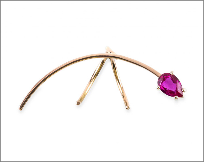 anello fiore in oro rosa 18 carati e tormalina rosa