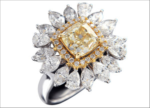 Anello da uomo con zrcon taglo Asscher gallo canarno charo Anello da uomo con zrcon taglo Asscher gallo canarno charo