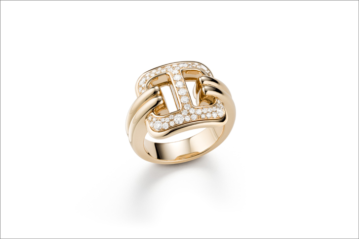 Mattioli, collezione Liaison, anello in oro rosa e diamanti