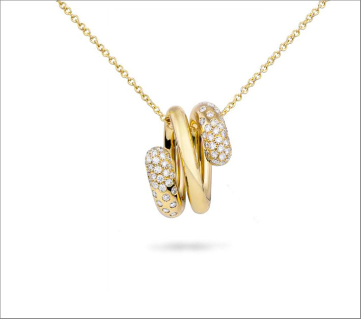 Collana in oro giallo e diamanti, collezione Eos