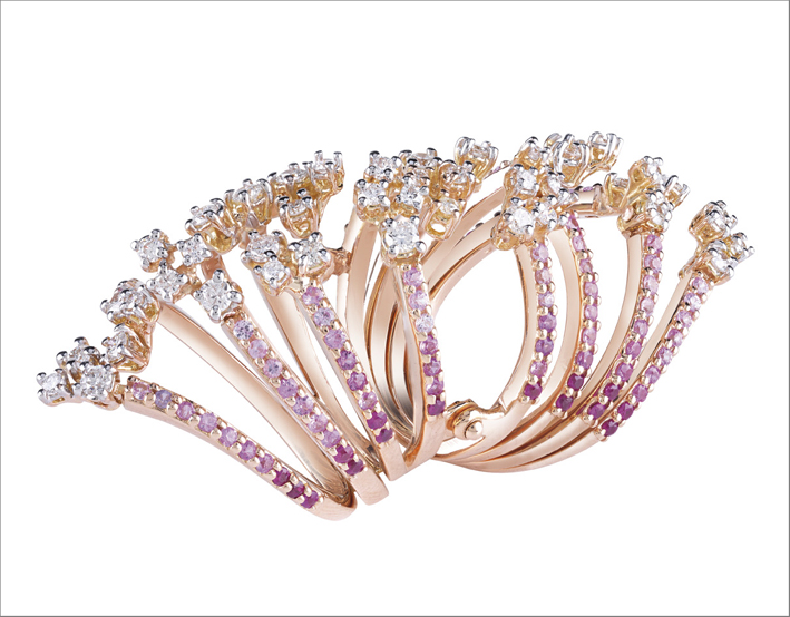 Collezione Maharaja, anello in oro rosa e rubini