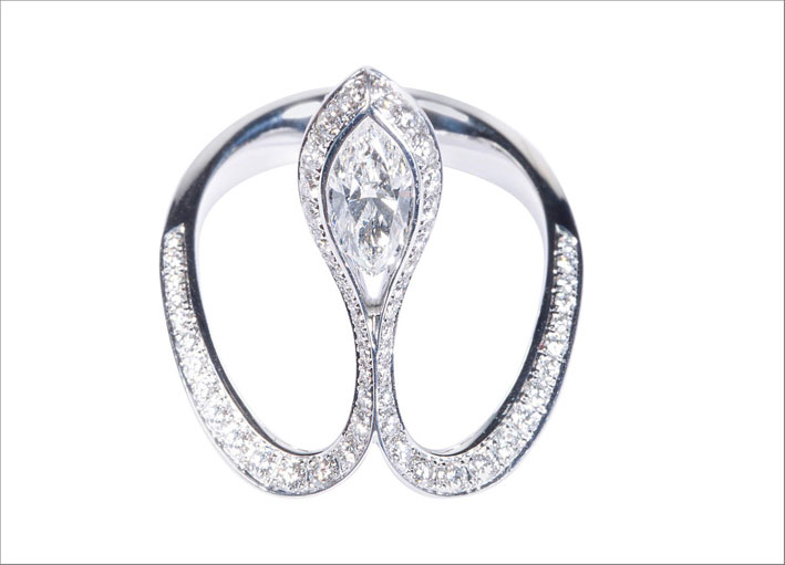 Royal Ring con diamante taglio marquise di 0,5 carati