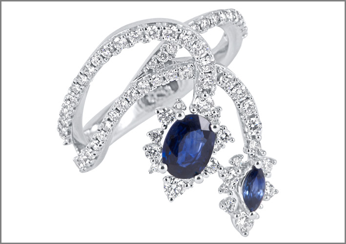 Alfieri St John, anello con diamanti e zaffiri della collezione 1953