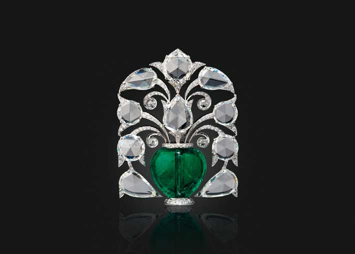 Spilla con diamanti e smeraldi venduta da Christie's