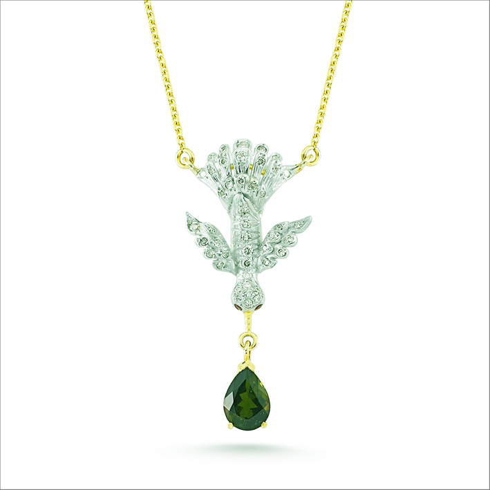 Collana Anka in oro, diamanti, tormalina verde