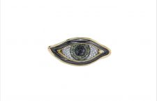 Anello Eye of Chrona in oro 18 carati, argento rodiato, zaffiri verdi, diamanti grigi