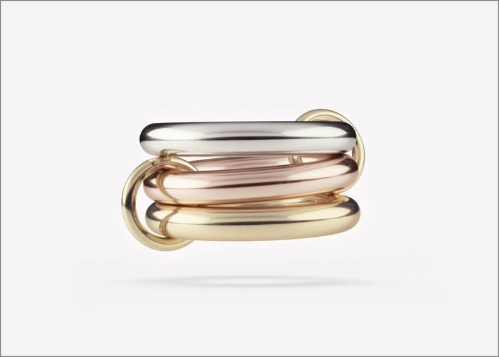 Spinelli Kilcollin, anello Mercury in oro giallo, rosa e argento