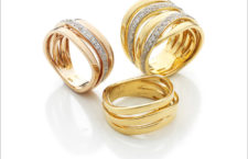 Anelli in oro giallo e rosa con diamanti
