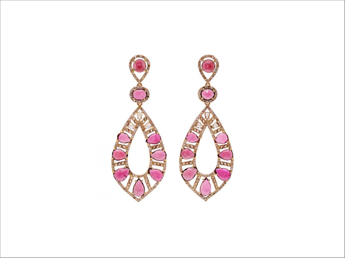 Orecchini con diamanti e tormaline rosa
