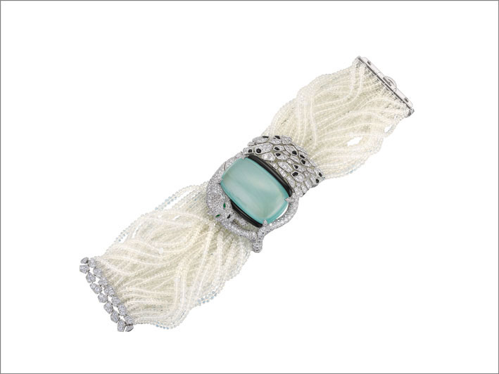 Aquamarine, diamond e perle, Panthère de Cartier, bracelet