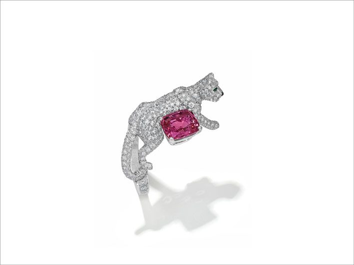 Cartier, colored sapphire, multi gem and diamond Panthère ring
