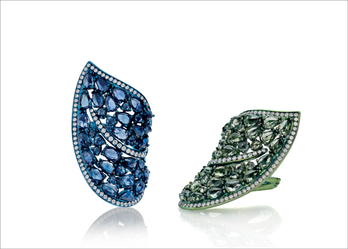 Giovanni Ferraris, anelli in titanio con zaffiri blu o verdi