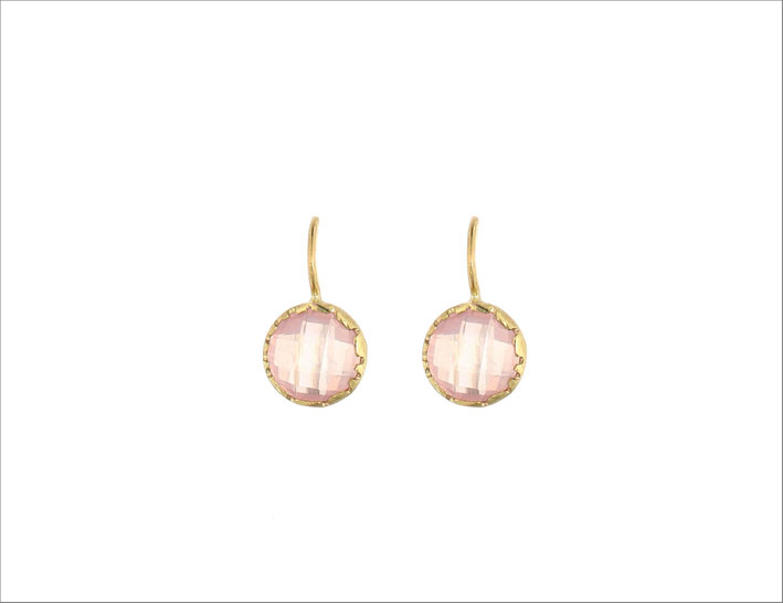 Orecchini Elisa in oro 9 carati e quarzo rosa