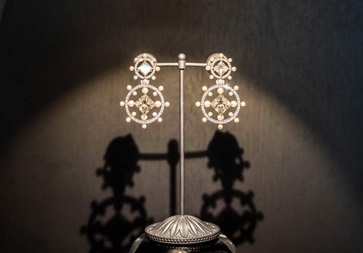 Nadia Morgenthaler, orecchini con perle e diamanti