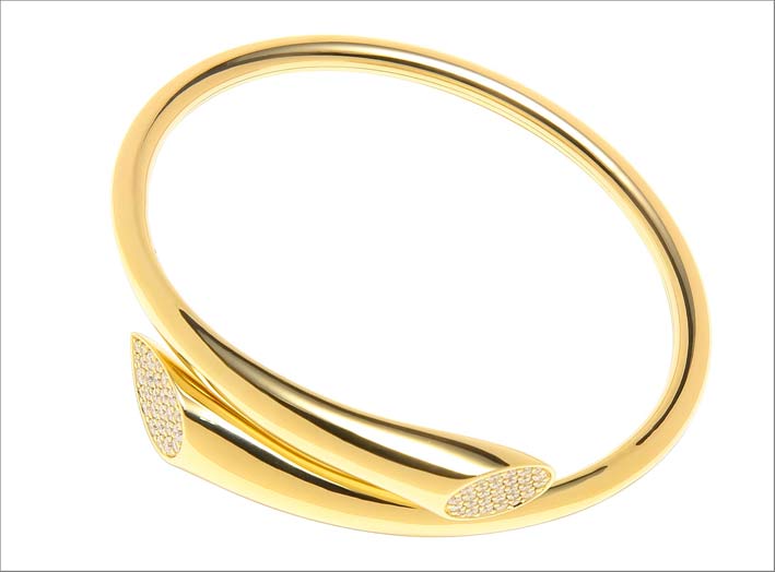 Qayten, bracciale Pompidou in oro flessibile e diamanti
