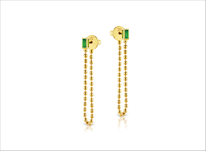 Orecchini Flapper Hoop in oro 18 carati e smeraldi