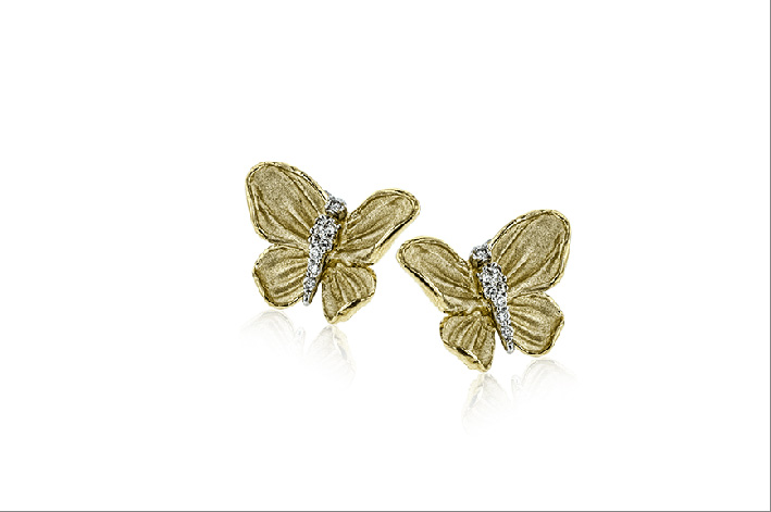 Orecchini farfalla Monarca, in oro giallo e diamanti