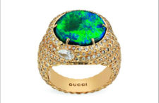 Gucci, anello in oro, diamanti, opale