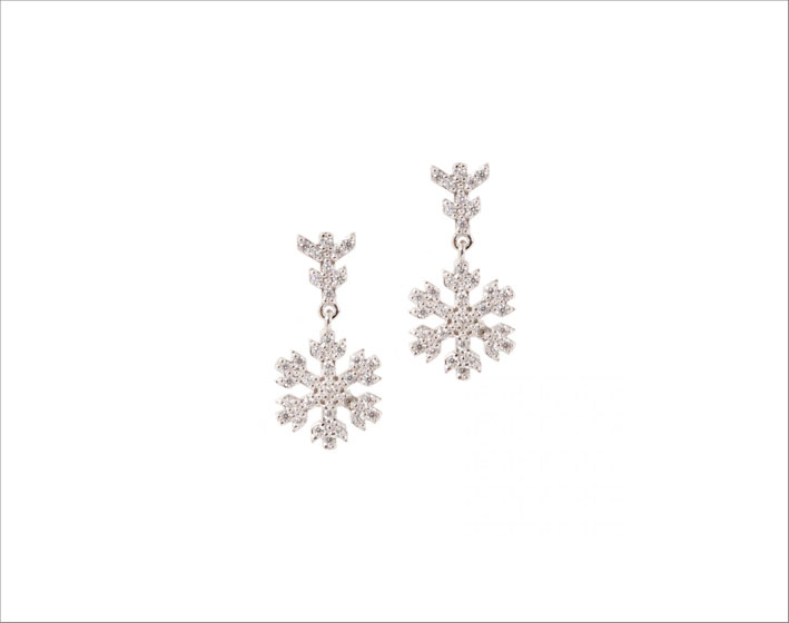 Orecchini in argento e cubic zirconia a forma di cristalli di neve